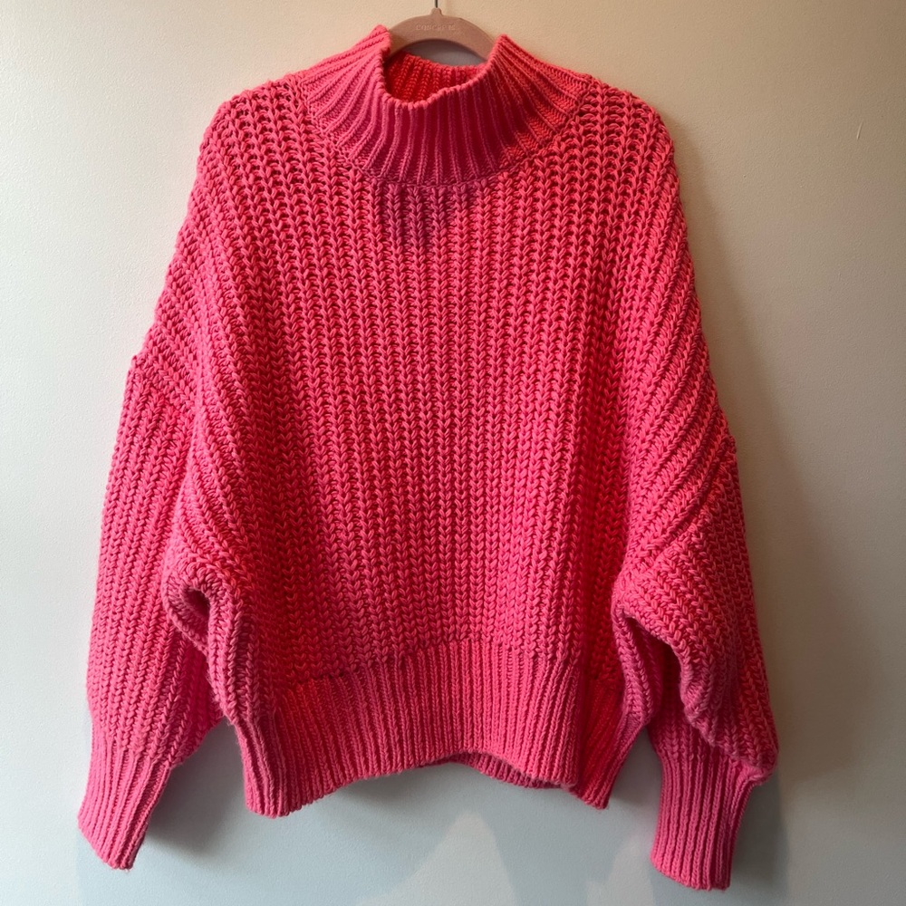 Pink H&M chunky knit turtleneck sweater